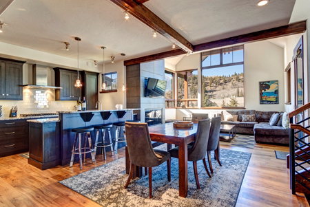 The kitchen and dining room of one of our Breckenridge vacation rentals.